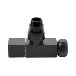 Кран для полотенцесушителя черный 1/2"M x3/4"F - фото товара
