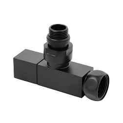 Кран для полотенцесушителя черный 1/2"M x3/4"F - фото товара