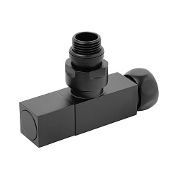 Кран для полотенцесушителя черный 1/2"M x3/4"F - фото товара