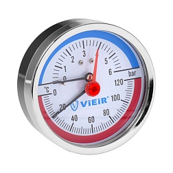 Термоманометр аксиальный с отсекающим клапаном - фото товара