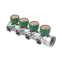 Коллектор с регулировочными вентилями 1"x3/4" ЕК - 4 выхода - фото товара