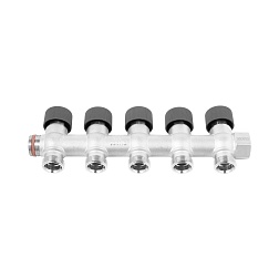 Коллектор с регулировычными вентилями, никелированный 3/4"x3/4"EK x 5 выходов - фото товара