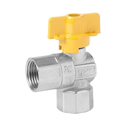 Кран шаровой угловой для газа BР/ВР, ручка - бабочка, никелированный - фото товара