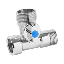 Кран 3-х проходной для стиральной машины хромированный ВР/HР/HР (в блистере) - фото товара