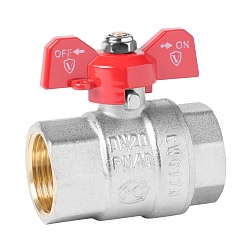 Кран шаровой ВР/ВР, ручка - бабочка, никелированный - фото товара