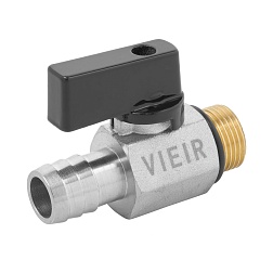 Кран шаровой mini сливной со штуцером,никелированный G3/8" - фото товара