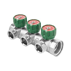 Коллектор с регулировочными вентилями 1"x3/4" ЕК - 3 выхода - фото товара