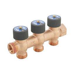 Коллектор водоразборный с регулировычными вентилями 3/4"x3/4"ЕК x 3 выхода - фото товара