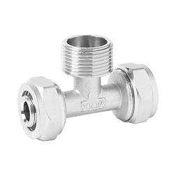 Тройник обжимной с переходом на наружную резьбу - фото товара