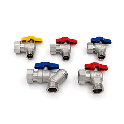 Набор кранов для газового котла HР/ВР, ручка - бабочка, никелированный - фото товара